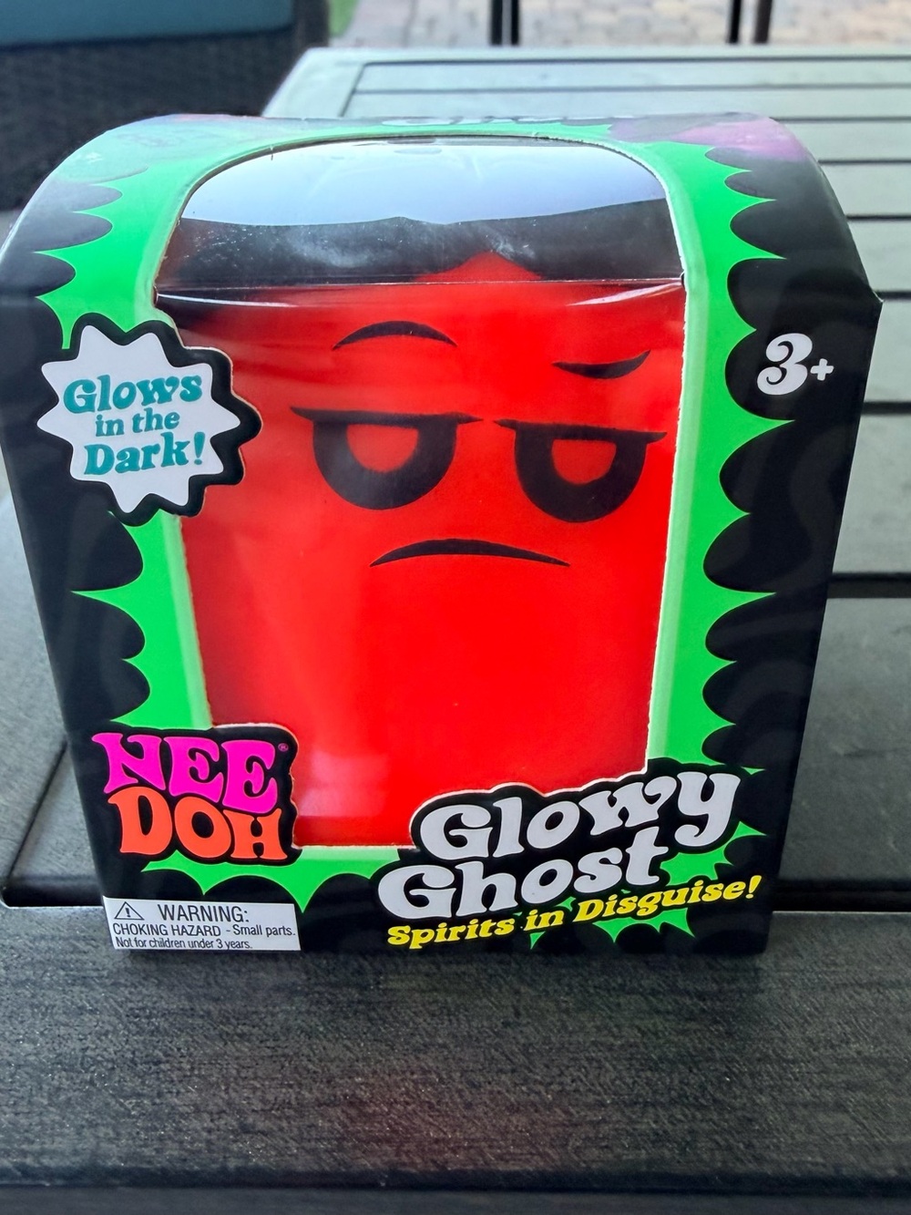 Needoh Glowy Ghost Red glow in the dark squishy Stress Toy
